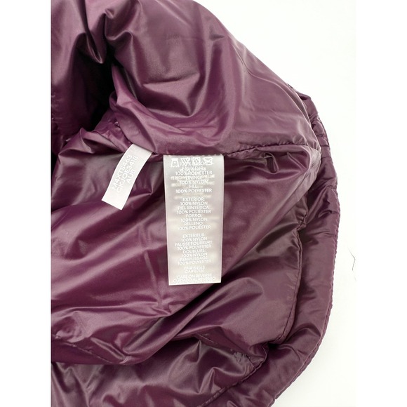 New Calvin Klein Vest Womens XS Aubergine Quilted Faux Fur Collar Pockets - Picture 6 of 9